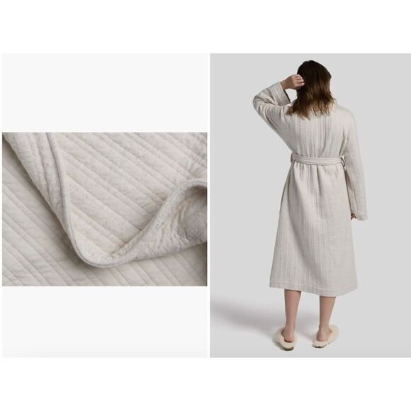 New $179 PARACHUTE Unisex Cozy Knit Robe in Natural Size Large - Picture 2 of 8